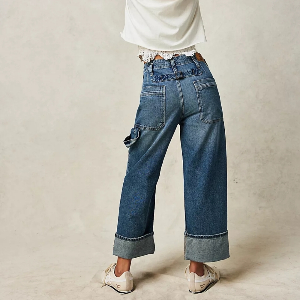 FREE PEOPLE MAJOR LEAGUE MID RISE CUFFED CROP - Picture 5 of 10
